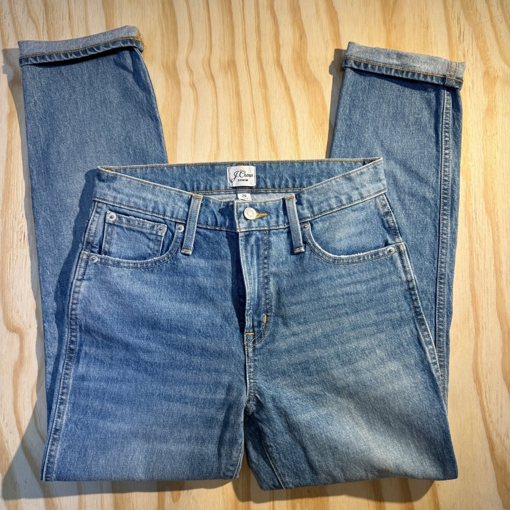 J.Crew Women's 9" Vintage Straight Leg Medium Wash Denim Jeans Blue Size 26